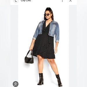NWT City Chic black polka dot dress